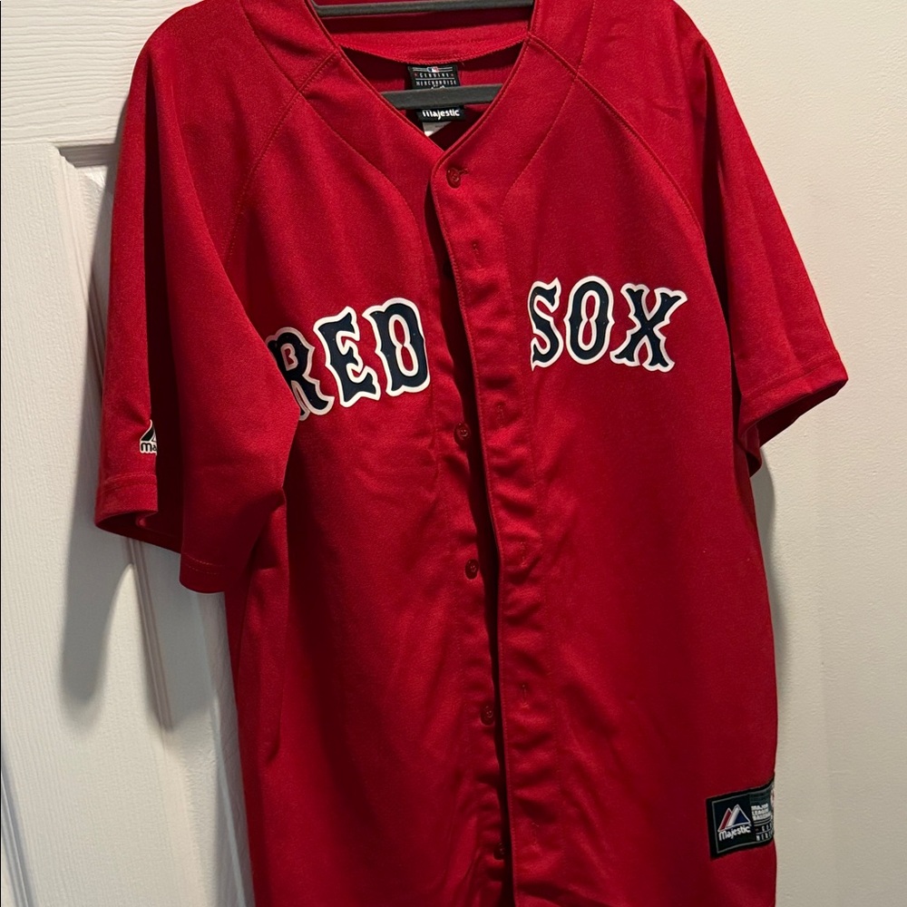 Majestic Red Sox Red Button-Up Jersey Ortiz